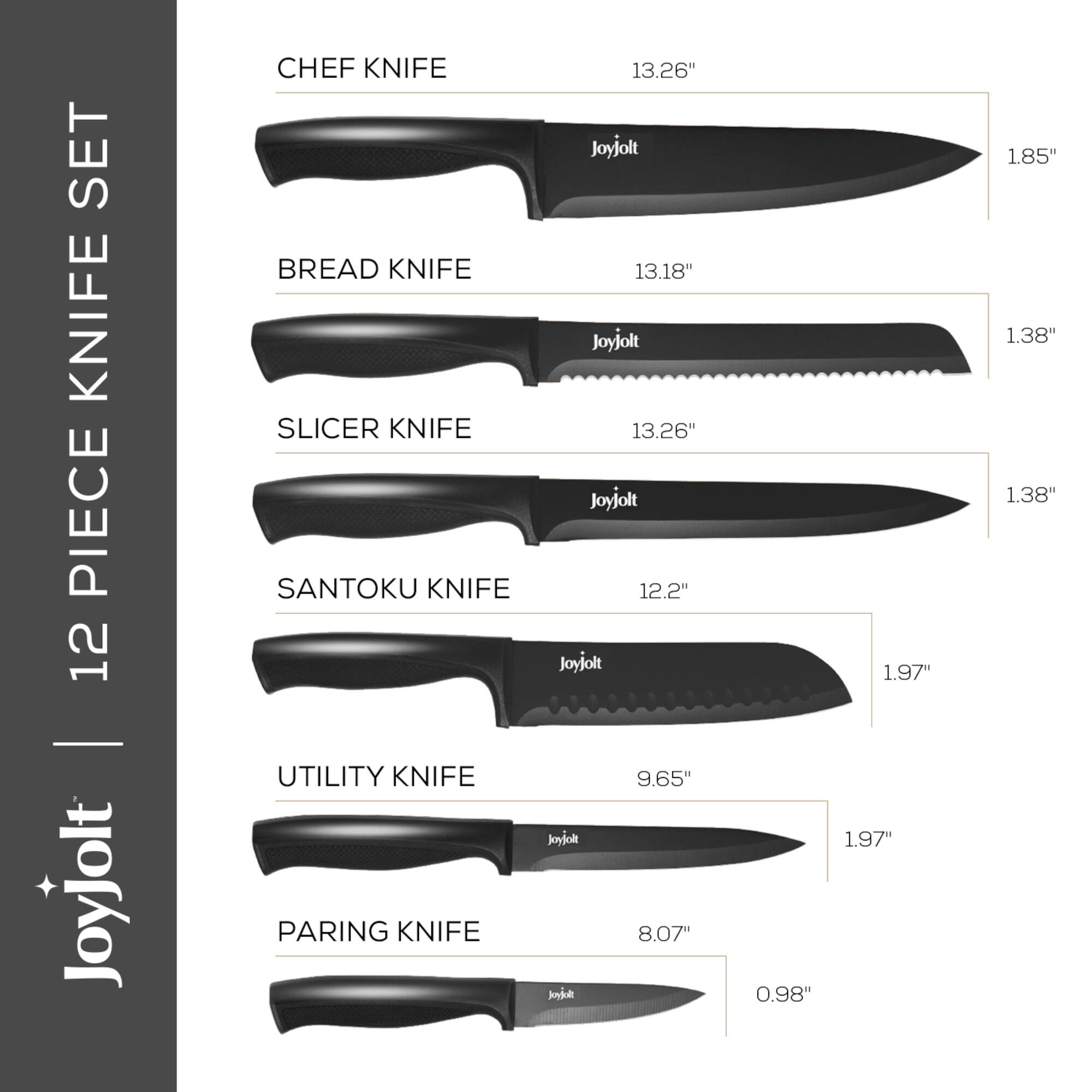 JoyJolt® Black Multipurpose Kitchen Knife Set